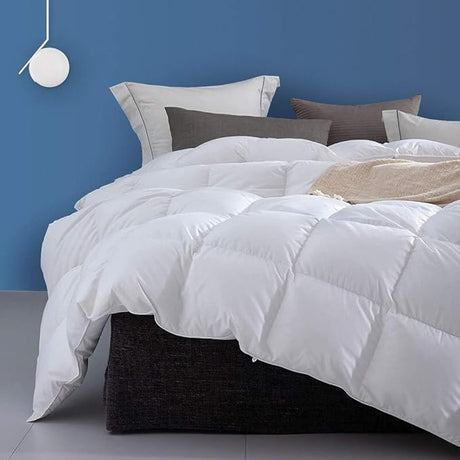 Organic Feathers Down Comforter Queen Size Duvet Insert for All-Season | 100% Cotton,