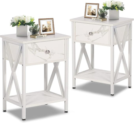 Night Stands for Bedroom Rustic Nightstand Bedside End Tables with Drawer Storage