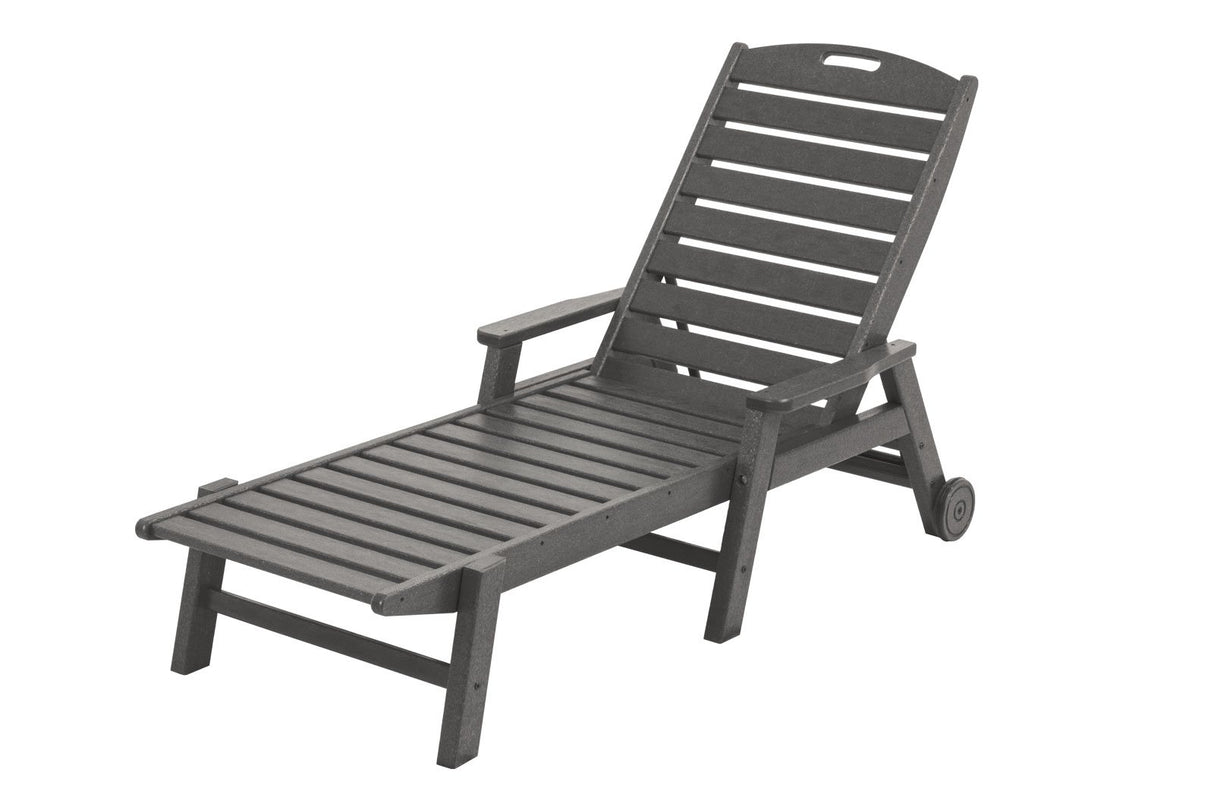 NCW2280GY Nautical Wheeled Chaise with Stackable Arms, Slate Grey