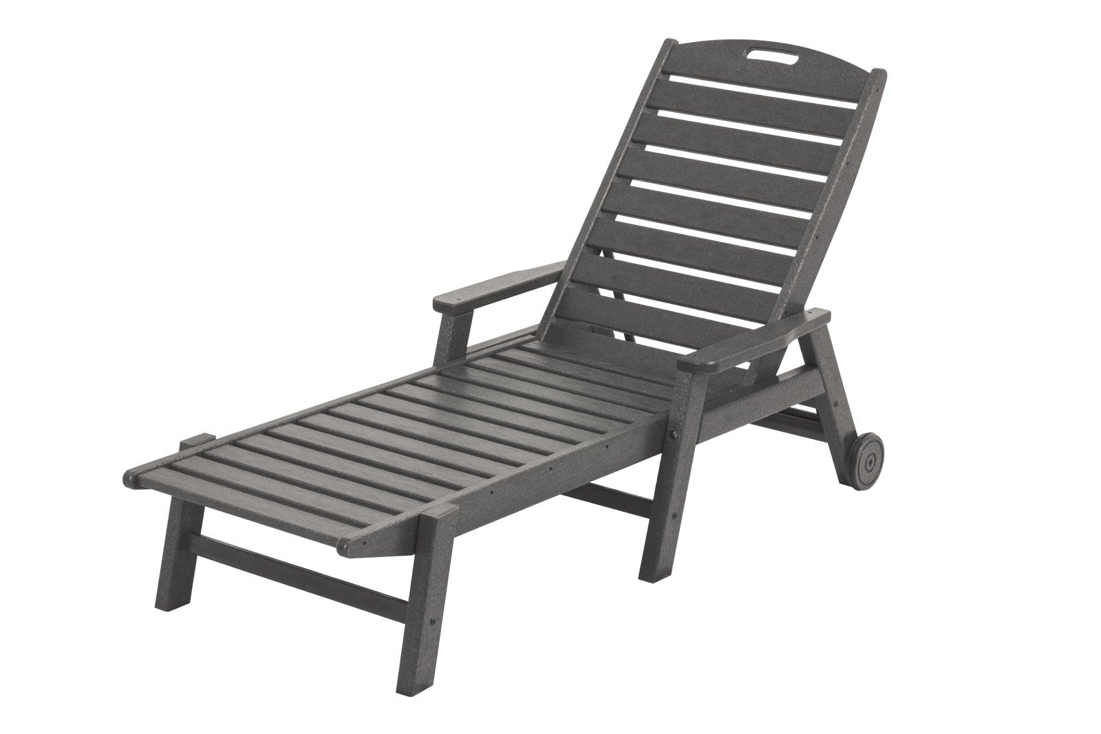 NCW2280GY Nautical Wheeled Chaise with Stackable Arms, Slate Grey