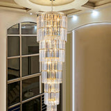 Luxury Modern Long Staircase K9 Chandeliers Gold Top Design 10-Tier Large Foyer