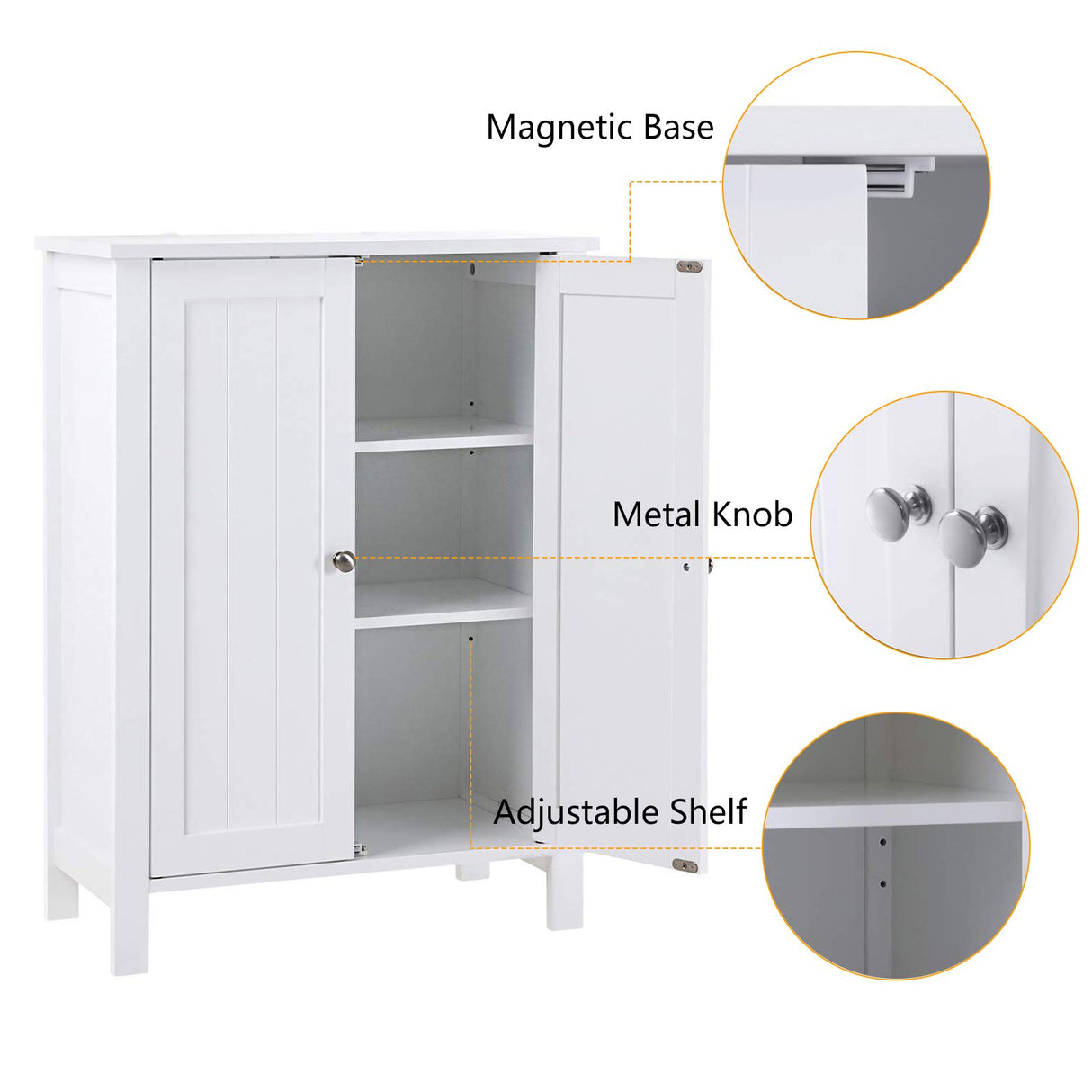 Bathroom Floor Storage Cabinet Free Standing Side Organizer, Tall Kitchen Pantry