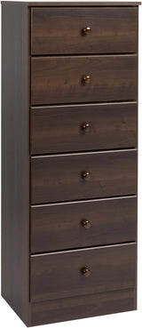 Astrid Tall Black Dresser: 16"D x 20"W x 52"H, 6-Drawer Chest for Bedroom by