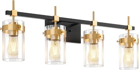 Vintage Vanity Lights for Bathroom, 3-Lights Black and Bronze Light Fixture Over Mirror