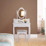 Dressing Table Stool Set w/ 4 Drawers