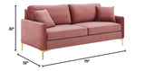 Juliana Performance Velvet Upholstered Sofa in Dusty Rose