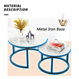 Nest of 2 Tables, MDF Round Side Sofa Table Small Coffee Tea Table for Living Room