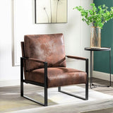 Classic Mid Century Modern Accent Chair with Durable Square Metal Frame, Armchair