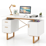 Computer Desk with Drawers & Cabinet, 51” Long Home Office Desk with Floating Desktop