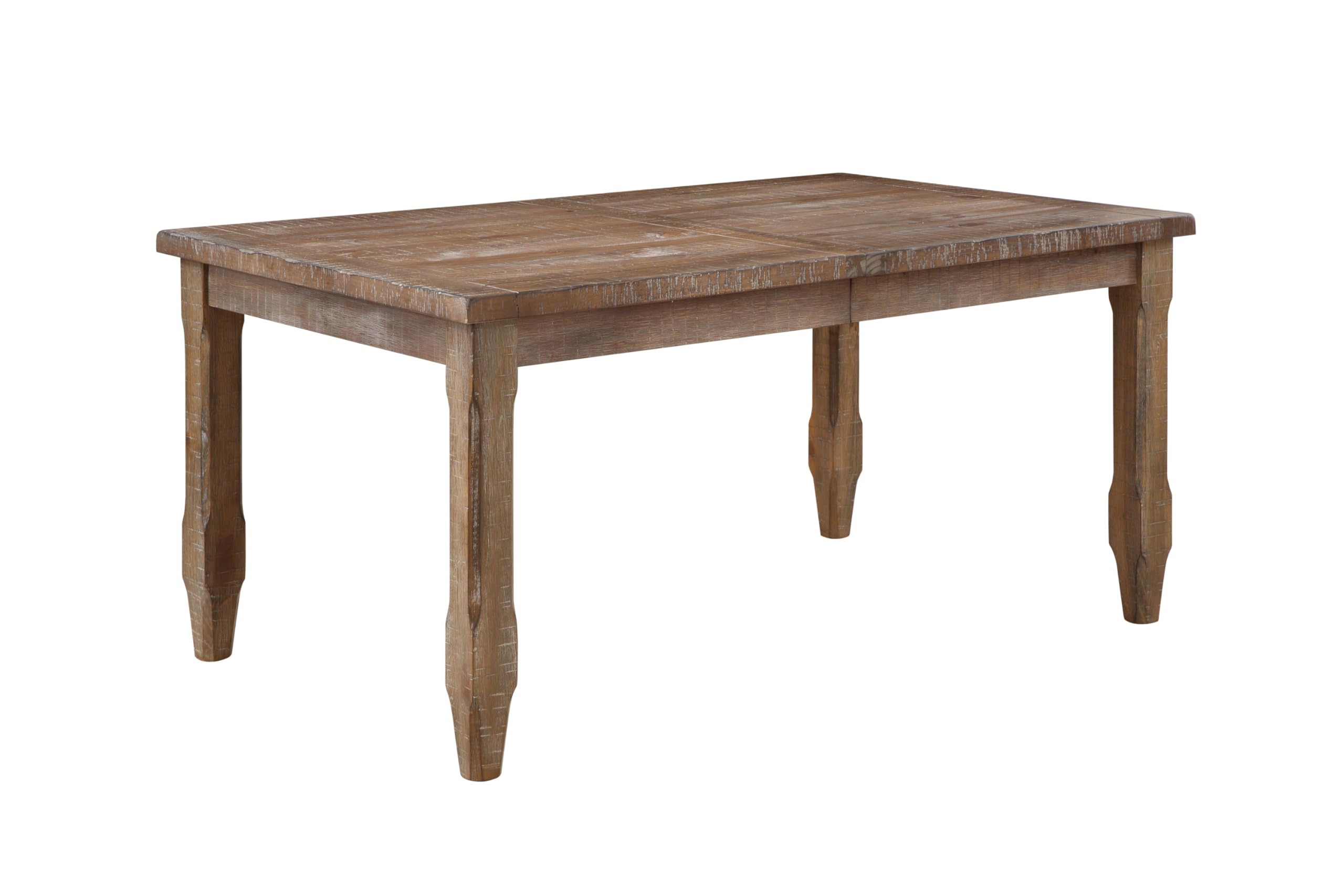 Steve Silver Furniture Modern Ranch Dining Distressed Heirloom Aesthetic, 80-Inch Length with Leaf, Driftwood Finish, Chamfered Legs Table, Brown