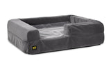 Tough Rip-Stop 3.5 Bolster Orthopedic Dog Bed (Size M, Two-Tone Gray Velvet)