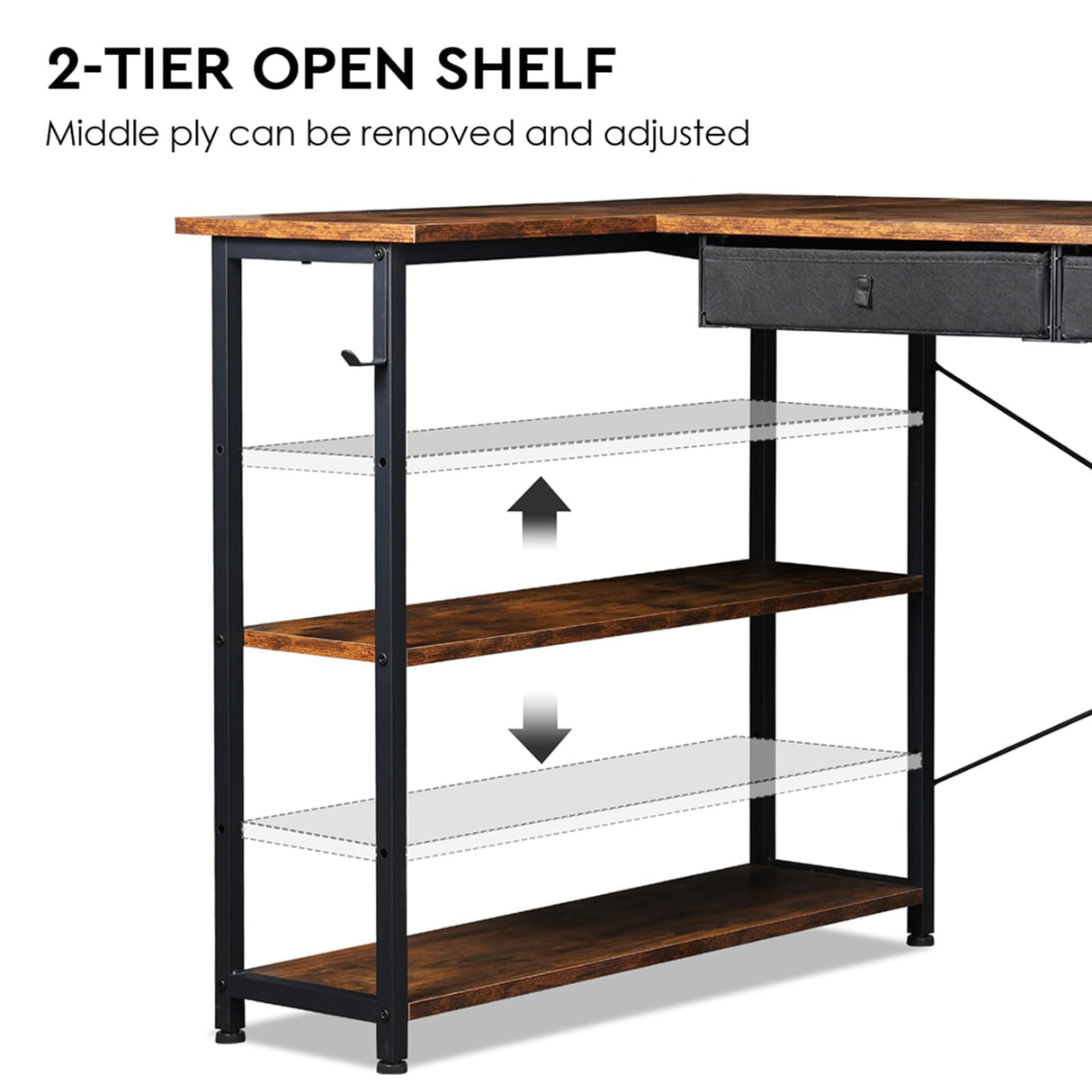 Home Office Desk with Drawers Shelves, 39” Computer Corner Desk,