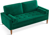 Loveseat Sofa, 56" Grey Velvet Couch Small Couch Love Seat Sofa with Tufted Seat