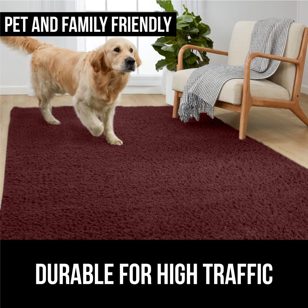 Soft Faux Fur Area Rug, Washable, Shed and Fade Resistant, Grip Dots