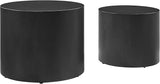 Amani Nesting Coffee Table Set of 2 in Natural - Modern Round Drum Tables