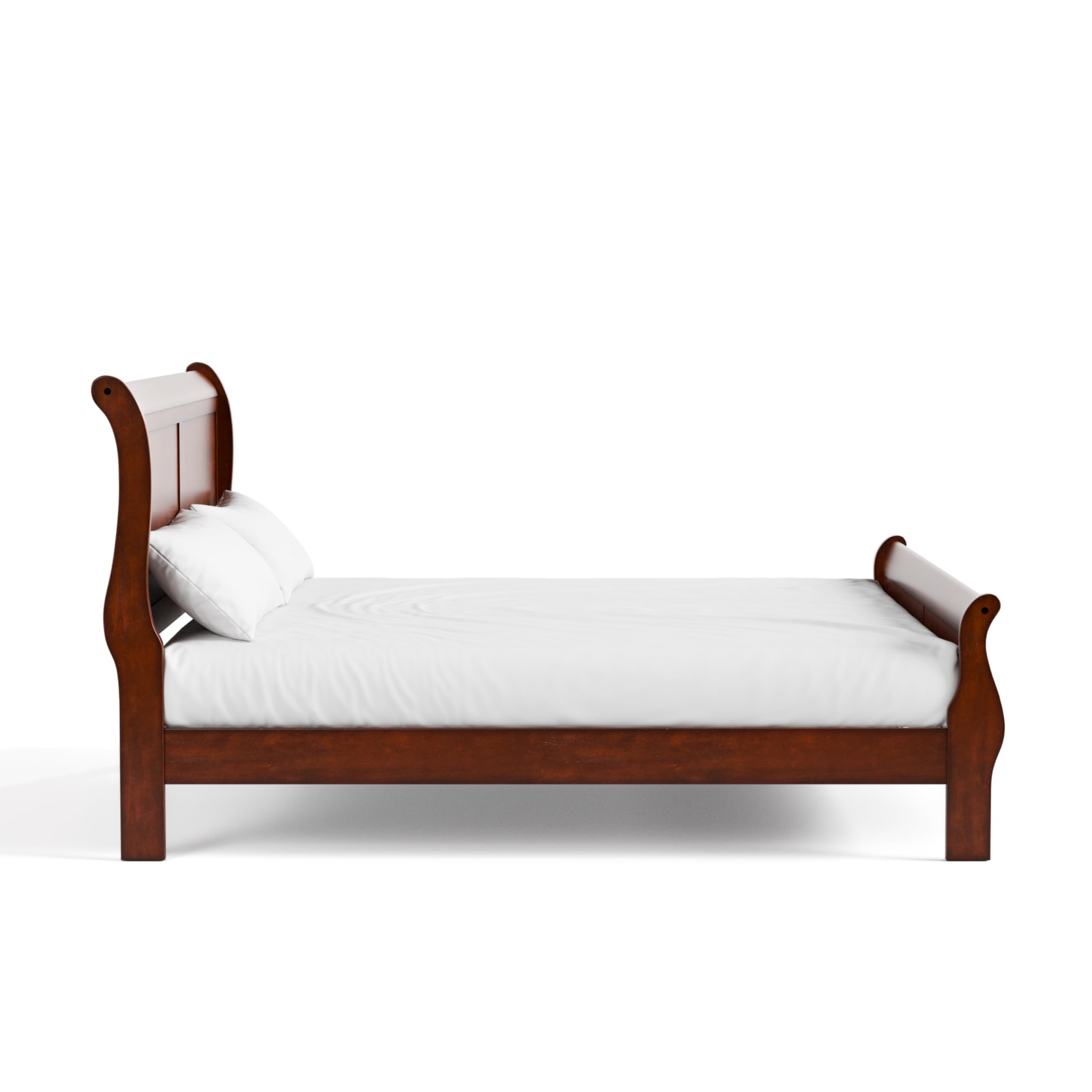 Traditional Cherry Wood King Bed Frame with Sleigh Headboard