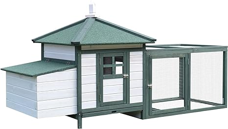 77" Wooden Chicken Coop with Nesting Box, Cute Outdoor Hen House