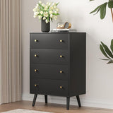 White Dresser for Bedroom, Modern 6 Drawer Dresser, Wide Chest of Drawers with Gold