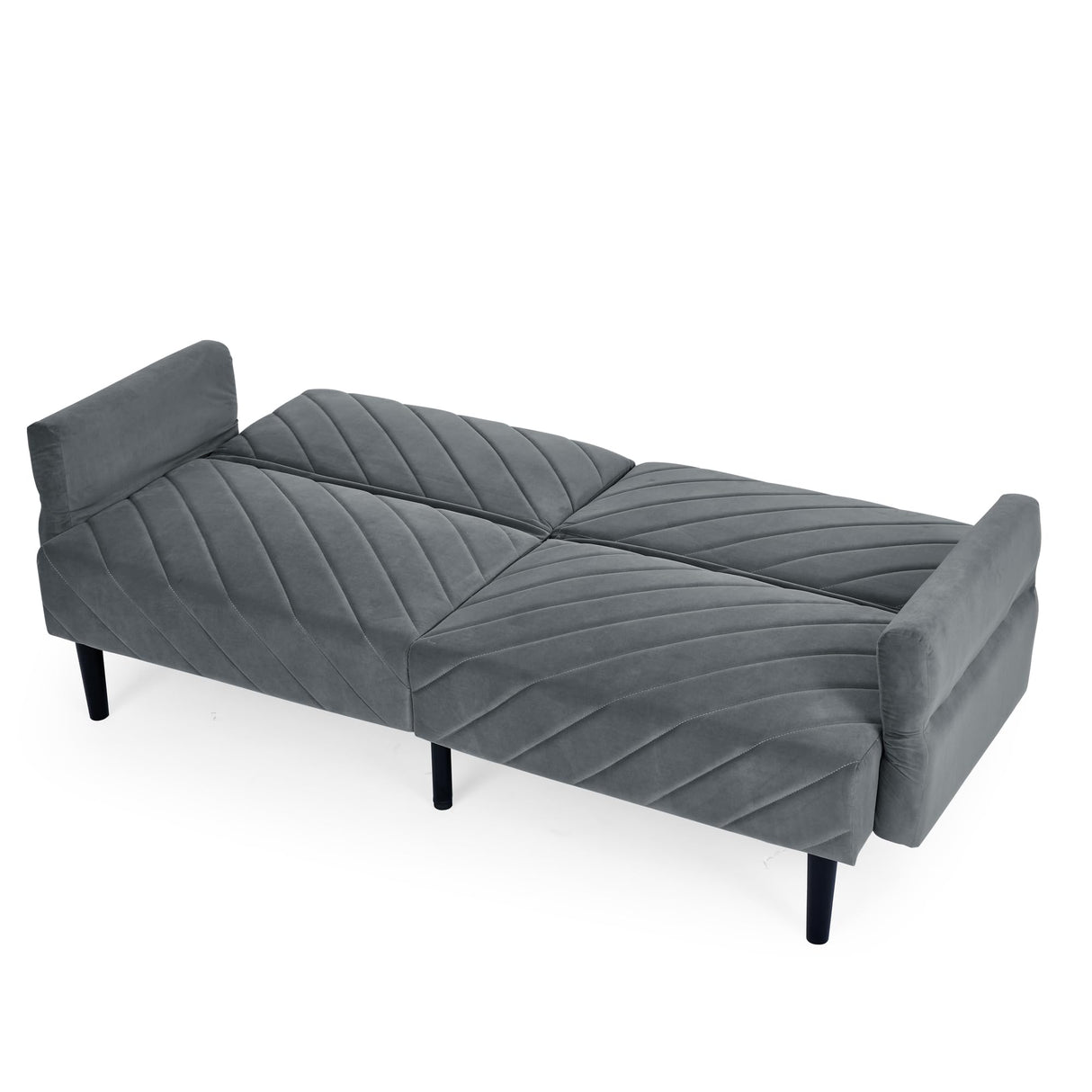 Velvet Futon Sofa Bed Couch, Convertible Sleeper Sofa with Adjustable Armrests and Backrest,