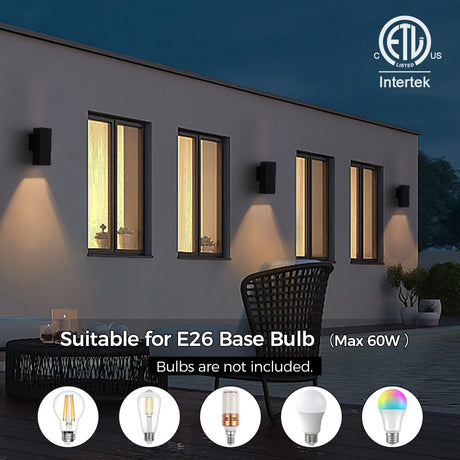 Cerdeco Aluminum Modern Outdoor Wall Sconce,10.75" Exterior Up or Down One Light Fixture Matte Black for Porch Patio Garage Light [ETL Listed]