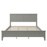 Grant Modern Queen Size Platform Bed with Slats and Headboard, Neutral Gray