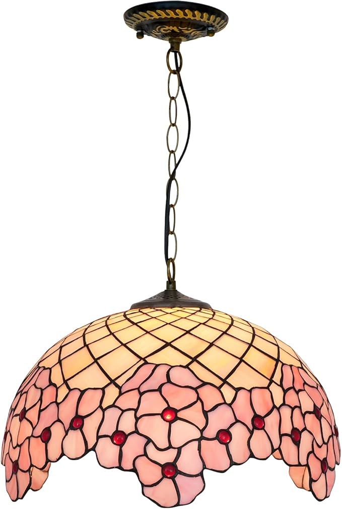 Tiffany Pendant Light Fixture,Stained Glass Rose Pendant Lights,Island Lights for Kitchen