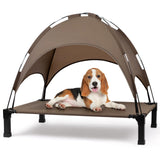 Heeyoo Elevated Dog Bed with Canopy, Outdoor Dog Bed Cot with Shade Tent, Portable Raised Pet Cot Cooling Bed for Dogs