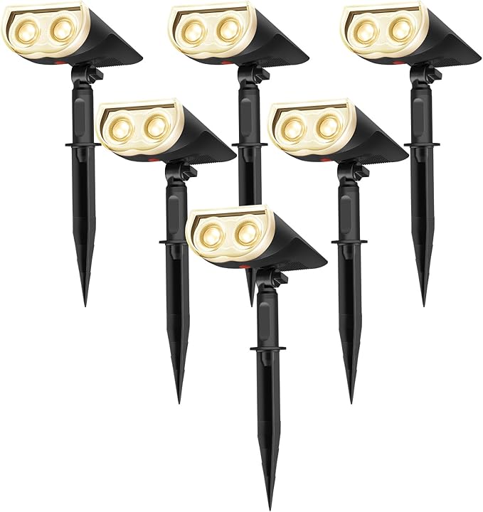 StarRayS 2-in-1 Solar Lights Outdoor Waterproof IP67, Color Changing Solar Spot Lights