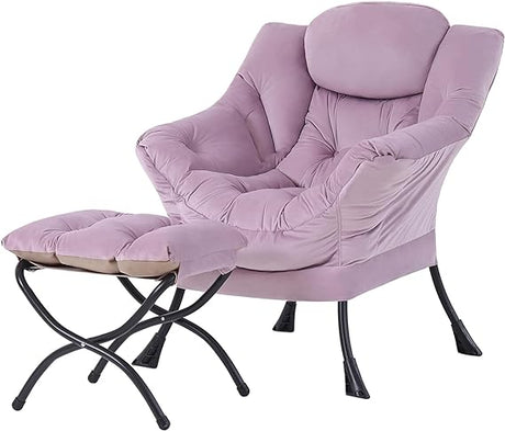 Modern Chair with Folding Footrest Lounge Accent Chai