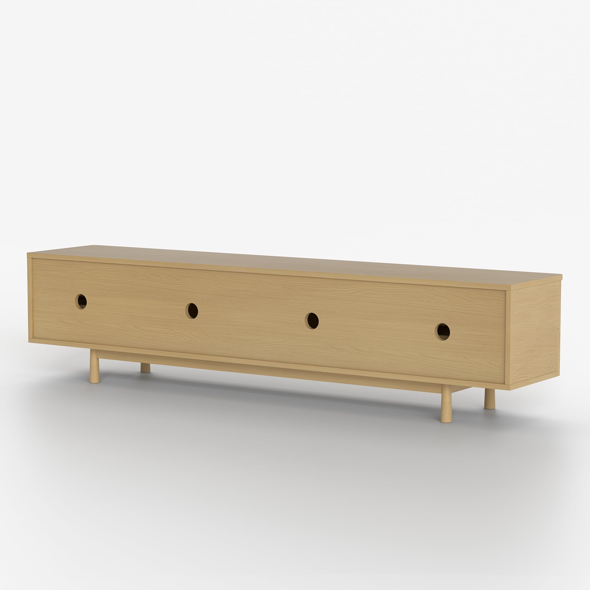86.81" Modern TV Stand with Solid Wood Legs and Adjustable Storage