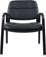 Big & Tall Waiting Room Guest Chair with Bonded Leather Padded Arm Rest and Sled Base