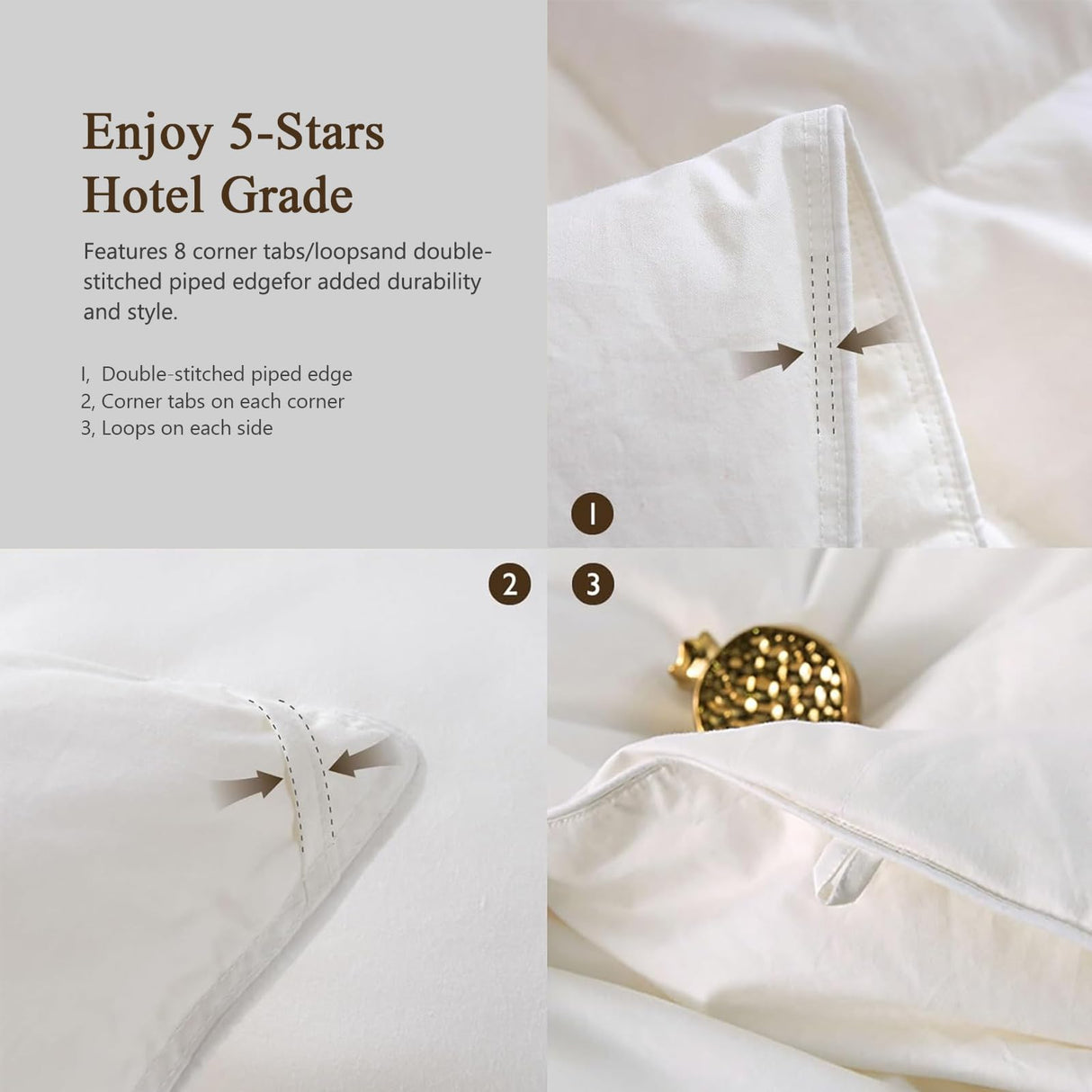 BPC Lightweight Down Comforter Queen Size, Feather and Down Fiber Duvet Insert, Hotel Feather & Down Comforter, with Ultra-Soft Pima Cotton Blend Cover, for Hot Sleepers/Warm Weather, 90x90 inches