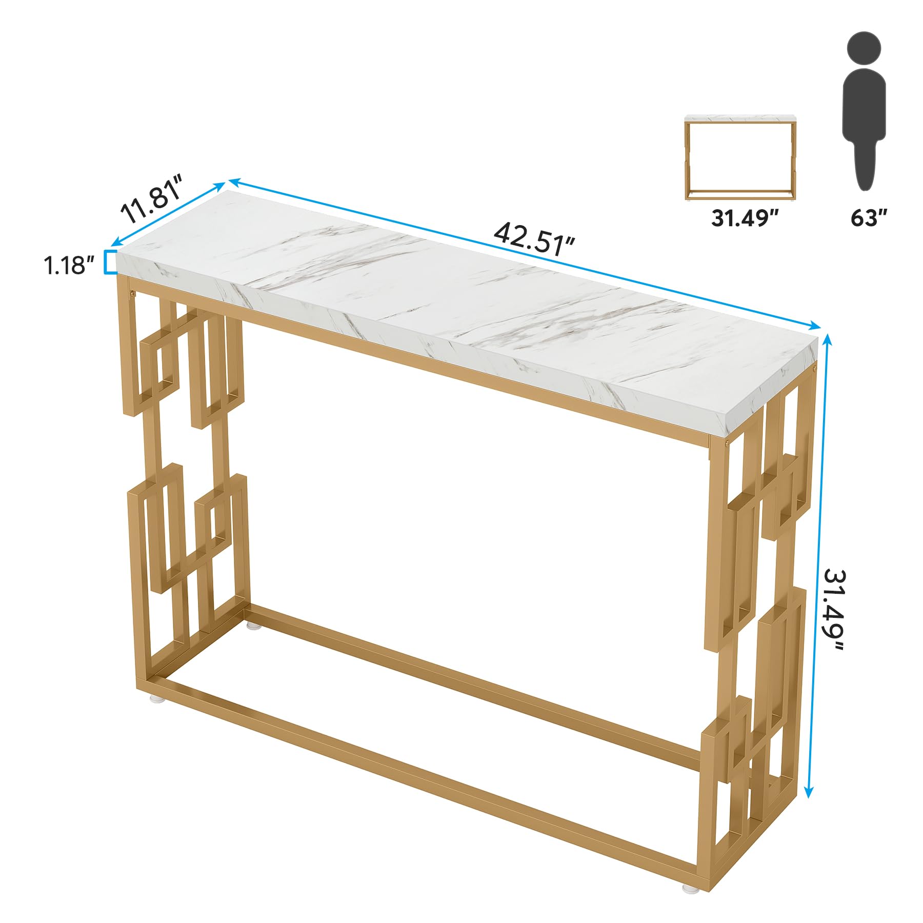 Console Table, Modern 42.5" Sofa Tables Entryway Hallway Foyer Table, White Faux