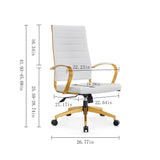 Modern Gold Office Desk Chair with Wheels and Arms - High Back Executive Chair