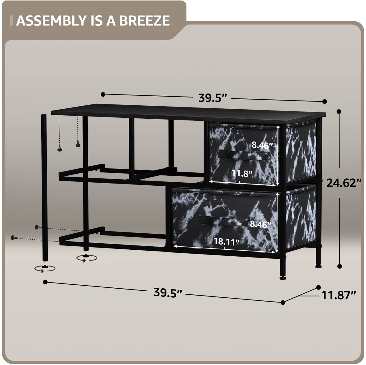 Dresser with 5 Drawers - Storage Chest Organizer Unit with Steel Frame,