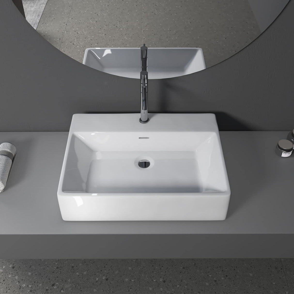 24 x 16.5 in. Rectangular White Ceramic Vessel Bathroom Vessel Sink