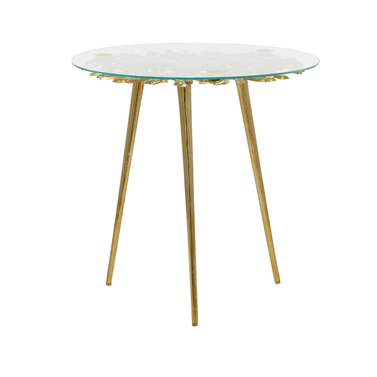 Aluminum Metal Side End Accent Table End Table with Clear Glass Top