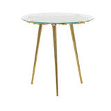 Aluminum Metal Side End Accent Table End Table with Clear Glass Top