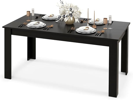 Dining Table for 4-6 People, 63” Modern Kitchen Table with L-Shaped Legs, 330 lbs Weight Capacity