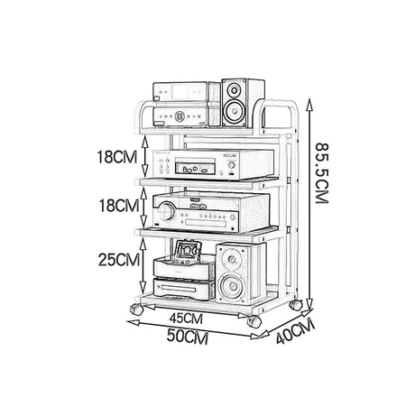 Movable 3/4/5-Tier Media Stand Audio/Video Component Cabinet with Wooden Shelf