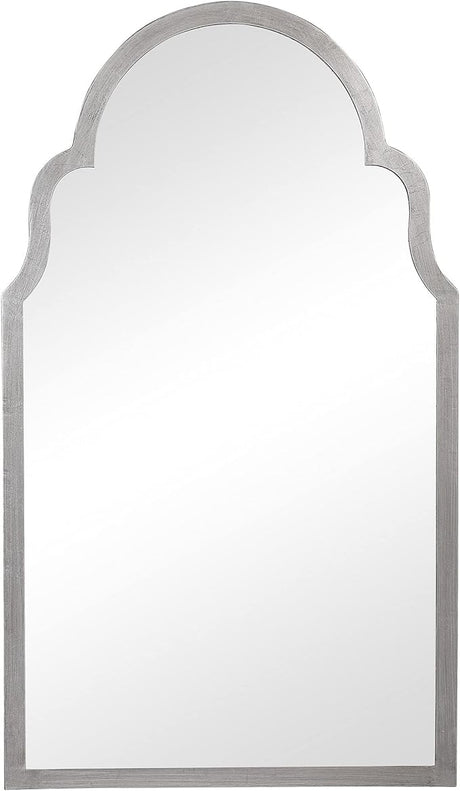 Benjara Sleek Elongated Quatrefoil Frame Mirror, Silver