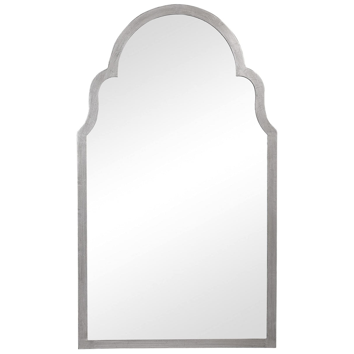 Benjara Sleek Elongated Quatrefoil Frame Mirror, Silver