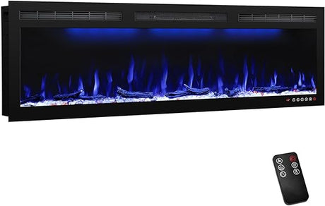 WiFi-Enabled Electric Fireplace Recessed & Wall Mounted