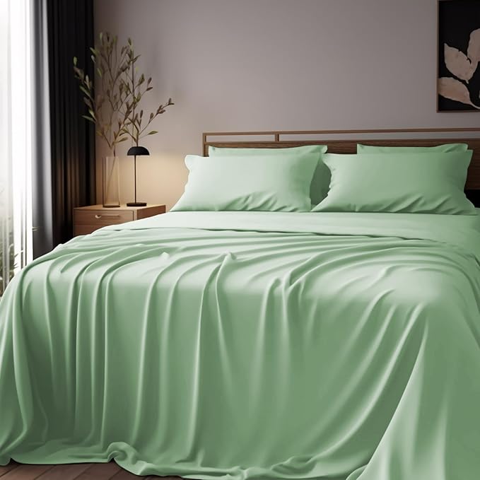 Bamboo Sheets Queen Size Bed Sheets 4-Pcs Set - 100% Organic Bamboo Viscose 400
