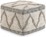 ommer Boho Square Pouf in Natural Handloom Woven Pattern for the Living Room,