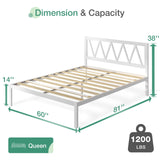 Queen Bed Frame with Headboard, 14 Inch Metal Platform Bed Frame Queen Size, Heavy