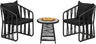 3 Piece Patio Rattan Bistro Set, Outdoor All Weather Wicker Furniture Chairs