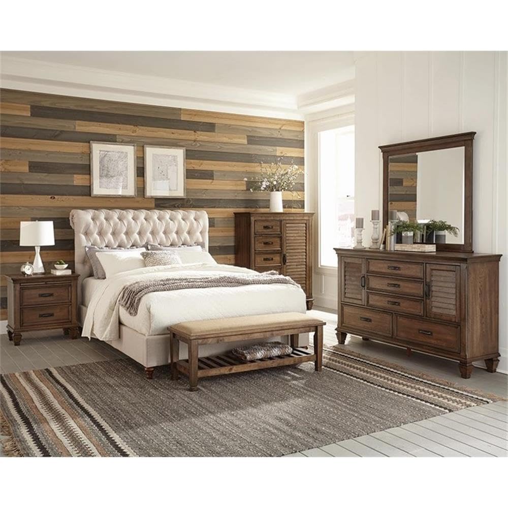 Devon 4-Piece Eastern King Bedroom Set Burnished Oak