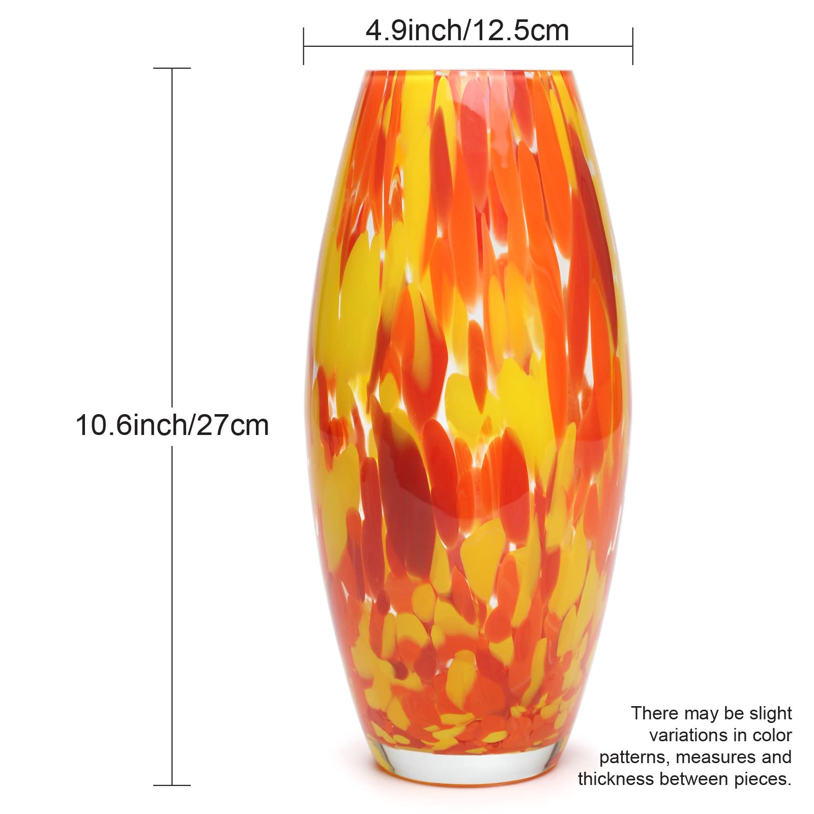 Glass Vase Orange/Yellow Confetti Hand Blown Murano-Style Art Glass