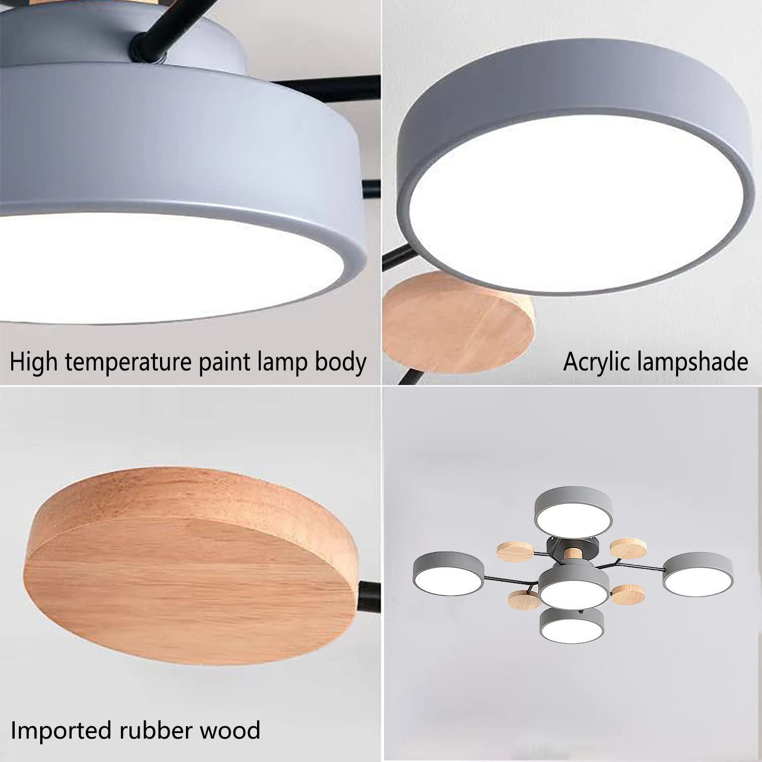 30 Inch LED Ceiling Light Fixture - 5-Light Dimmable Flush Mount